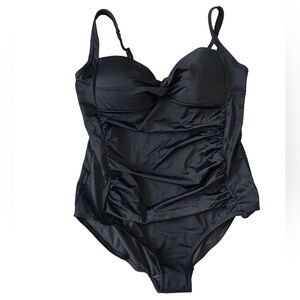 Joe Fresh Black One-Piece Swim Suit with Molded Cups Plus Size Swimsuit 1X